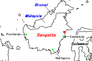 Sangatta石炭鉱山周辺地図