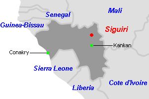 Siguiri鉱山周辺地図