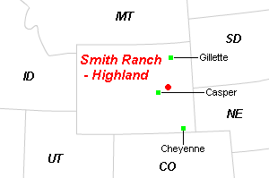 Smith Ranch-Highland鉱山周辺地図