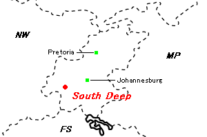 South Deep（サウス・ディープ）金鉱山周辺地図