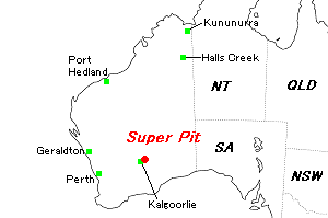 Super Pit（スーパーピット）金鉱山周辺地図