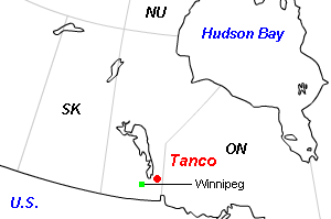 Tanco（Bernic Lake）リチウム（リチア輝石）鉱山周辺地図