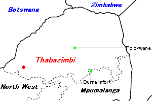 Thabazimbi鉄鉱山周辺地図