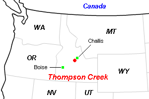 Thompson Creek（トンプソン・クリーク）鉱山周辺地図