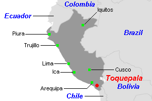 Toquepala銅鉱山周辺地図