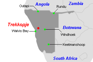 Trekkopjeウランプロジェクト周辺地図