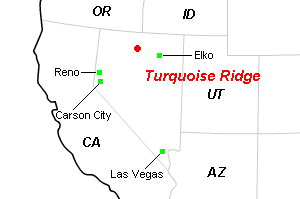 Turquoise Ridge金鉱山周辺地図