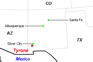 Tyrone（タイロン）銅鉱山周辺地図