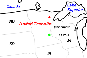 United Taconite（ユナイテッド・タコナイト）鉄鉱山周辺地図