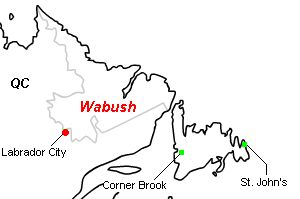 Wabush（ワブッシュ）鉄鉱山周辺地図