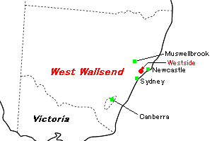 West Wallsend（ウエスト・ウォールセンド）石炭鉱山周辺地図