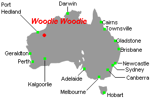 Woodie Woodieマンガン鉱山周辺地図
