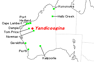Yandicoogina（ヤンデクーギナ）鉱山周辺地図
