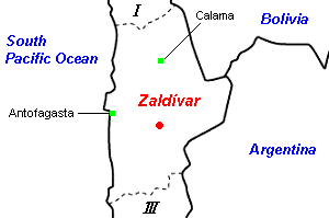 Zaldivar銅鉱山周辺地図