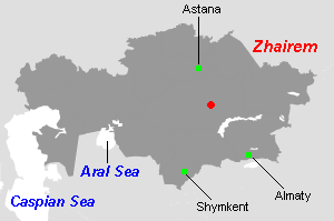 Zhairemマンガン鉱山周辺地図