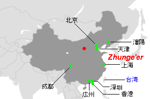 Zhunge'er石炭鉱山周辺地図